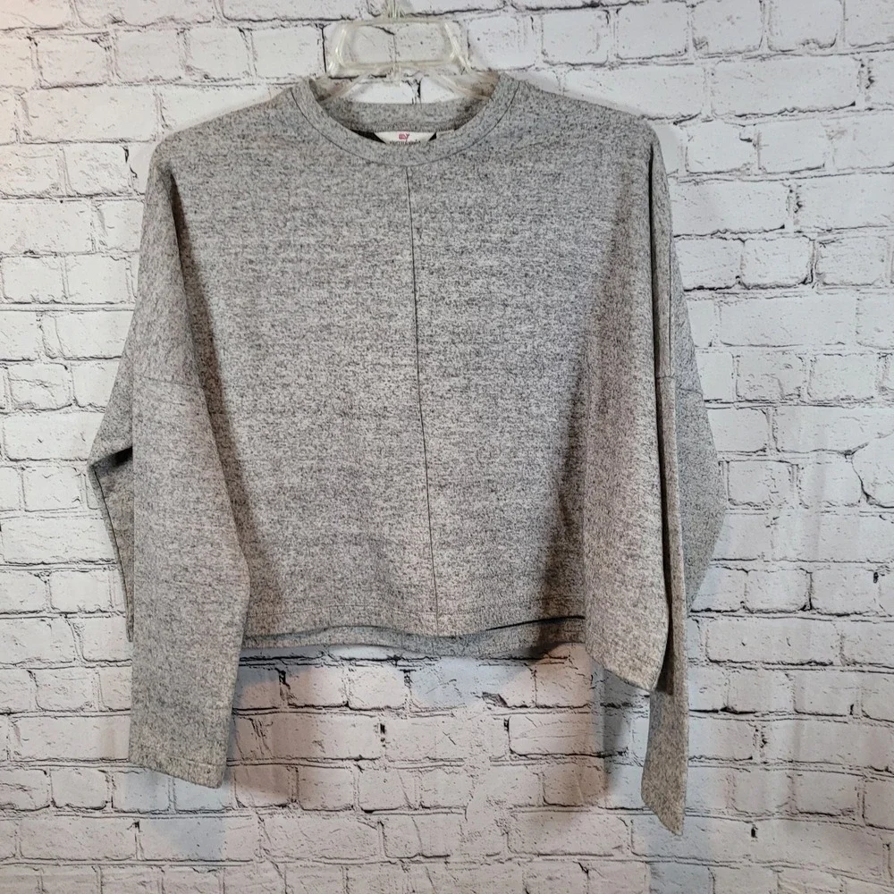 Vineyard Vines Sweater Size Large Womens Gray Long Sleeve Crop Pullover‎